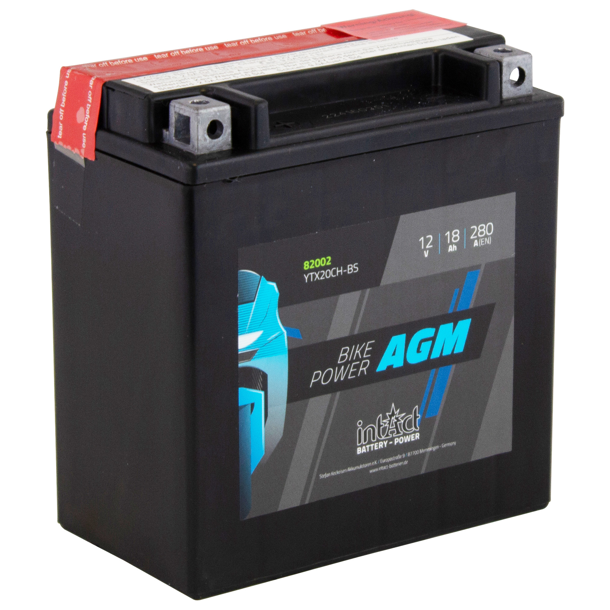 intAct YTX20CH-BS Maintenance Free AGM Bike-Power Battery