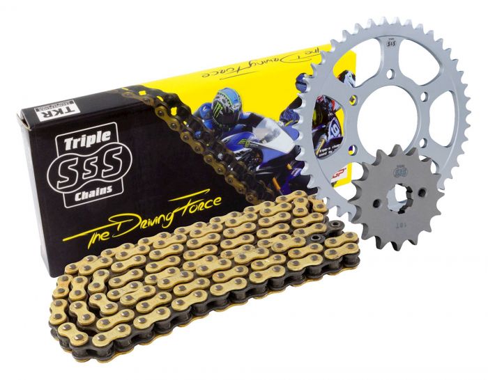 Triple S Chain and Sprocket Kit for Kawasaki ZX-6R B1H-B2H Ninja '03-'04  (15 Tooth Front - 40 Tooth Rear - 520-108 Chain)